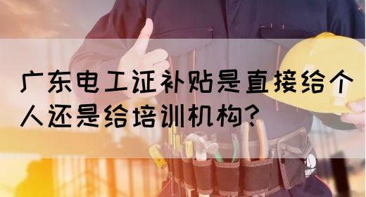 广东电工证补贴是直接给个人还是给培训机构？